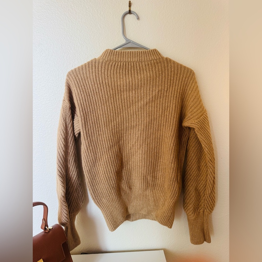 Tan Ribbed Knit Sweater - Picture 3 of 4